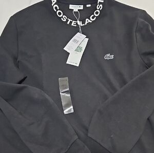 Lacoste Men’s Black Crewneck Sweater with Logo Collar